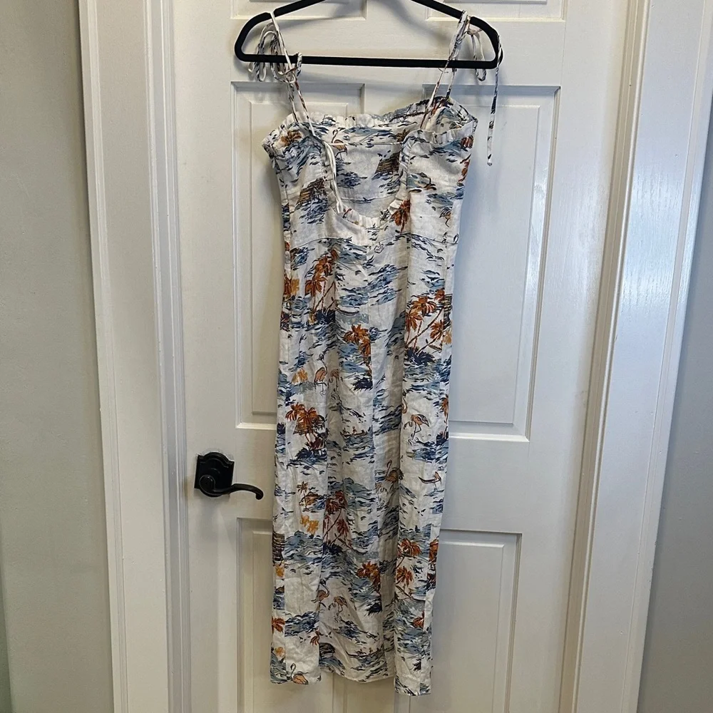Free People Women's Size‎ 2 Blue and Orange Floral Midi Dress